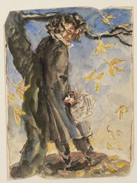 Antoine Bourdelle, Beethoven, crayon à la mine de plomb et aquarelle sur papier ayant fait fonction d'enveloppe de courrier CC0 Musée Bourdelle / Paris Musées