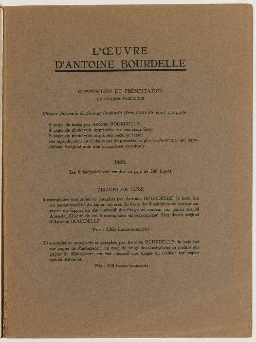 Couverture de l'OEuvre d'Antoine Bourdelle