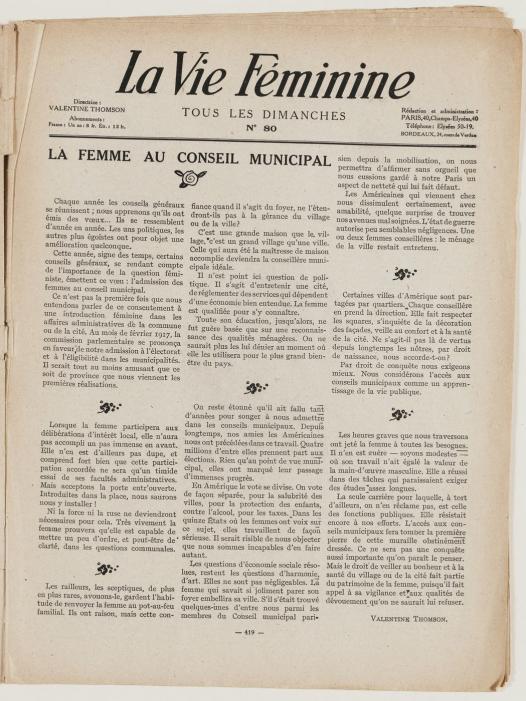Page de la revue La Vie féminine