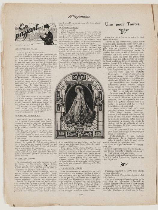 Page de la revue La Vie féminine