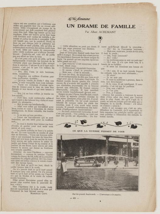 Page de la revue La Vie féminine