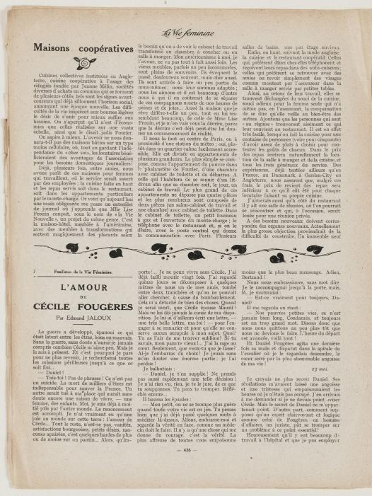 Page de la revue La Vie féminine