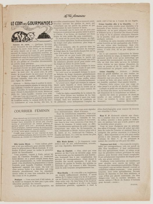Page de la revue La Vie féminine