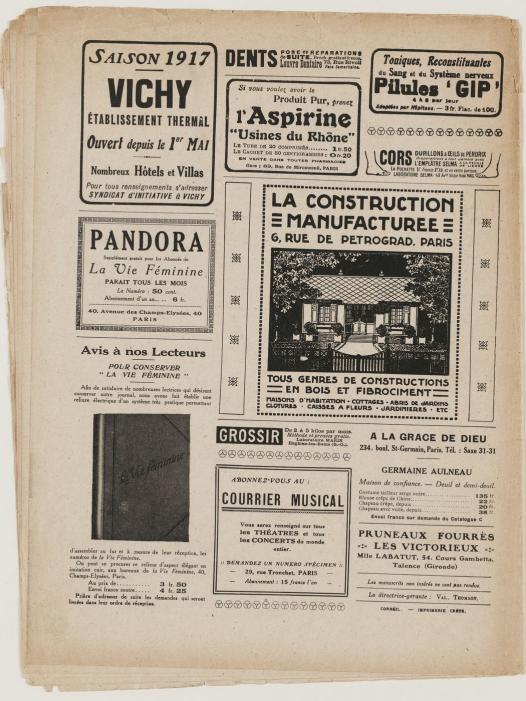Page de la revue La Vie féminine