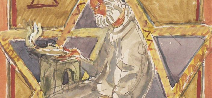 Antoine Bourdelle, Le Monogramme AB, vers 1921, encre, gouache et aquarelle sur papier