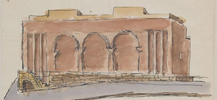 Antoine Bourdelle, Projet de musée, 1928, encre et aquarelle sur papier